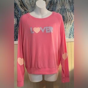Honeydew Lounge Top with Heart Elbows, Size L